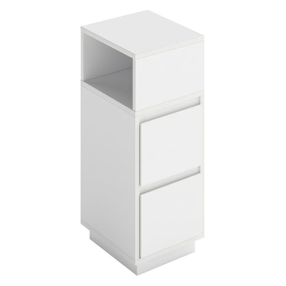 Levede Slim Bedside Table Storage Nightstand with 2 Drawers & Open Shelf White