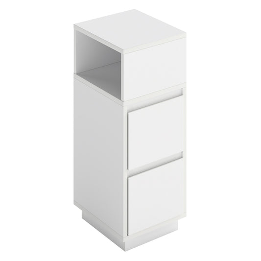 Levede Slim Bedside Table Storage Nightstand with 2 Drawers & Open Shelf White