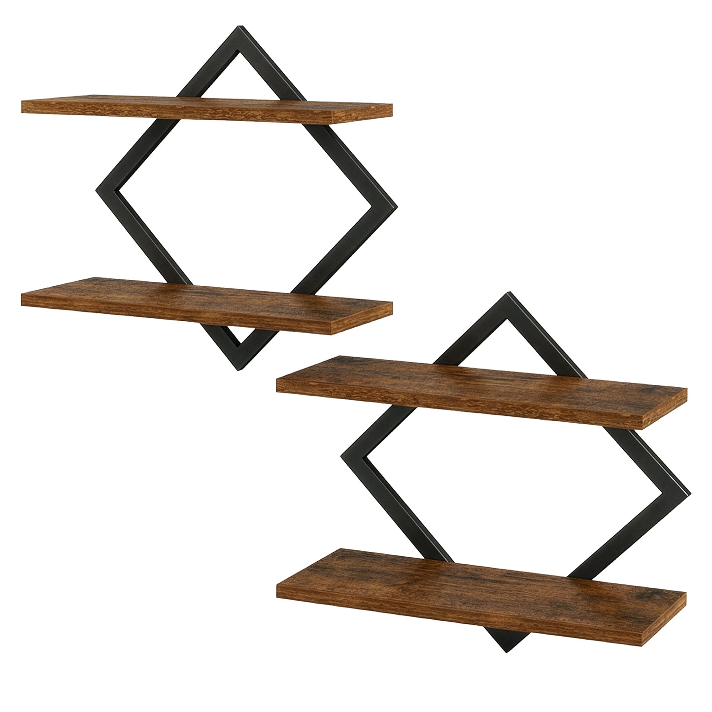 Levede Rustic Floating Shelves Set of 2 Diamond Industrial Display Storage Shelf