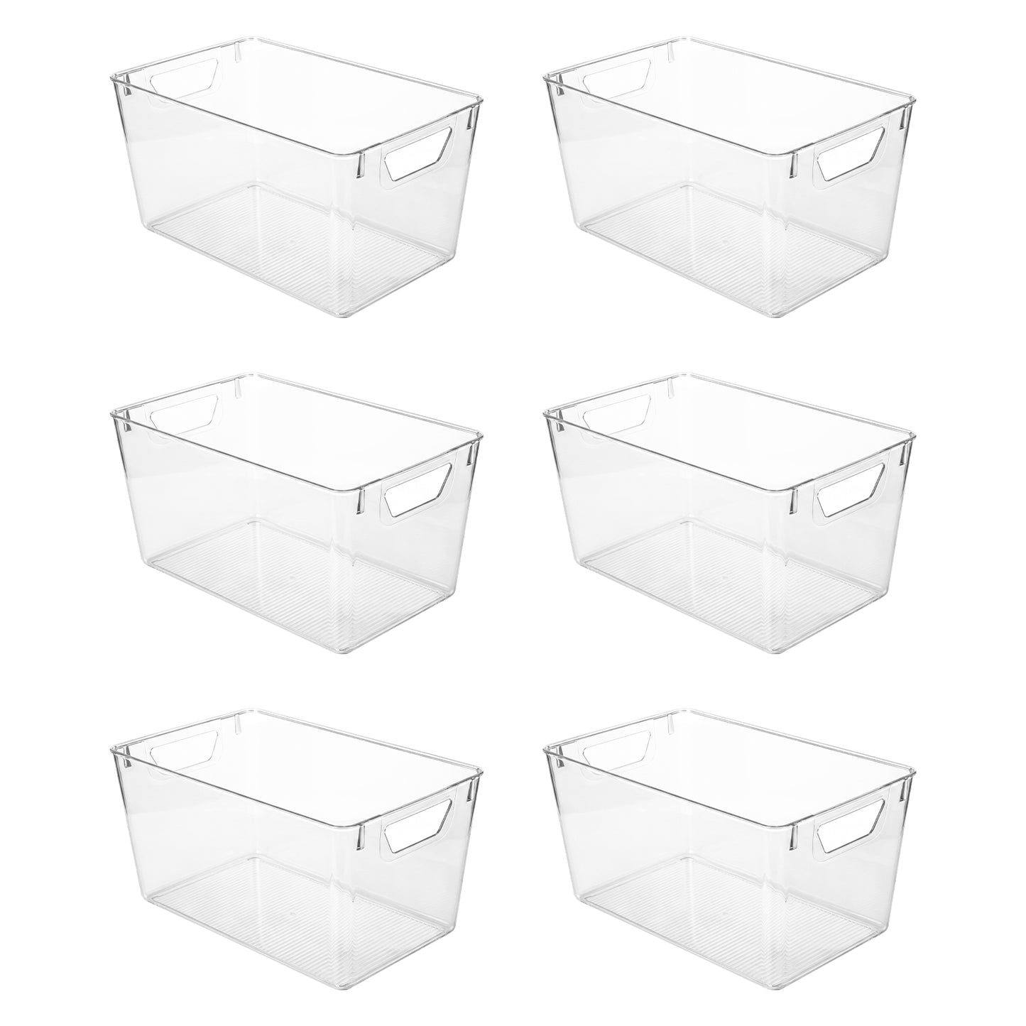 TOQUE 6PCS Fridge Storage Bins Clear Kitchen Organiser Containers PET Stackable