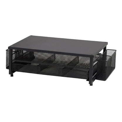 Levede Monitor Riser Desk Organiser with Drawer Metal Monitor Stand Black