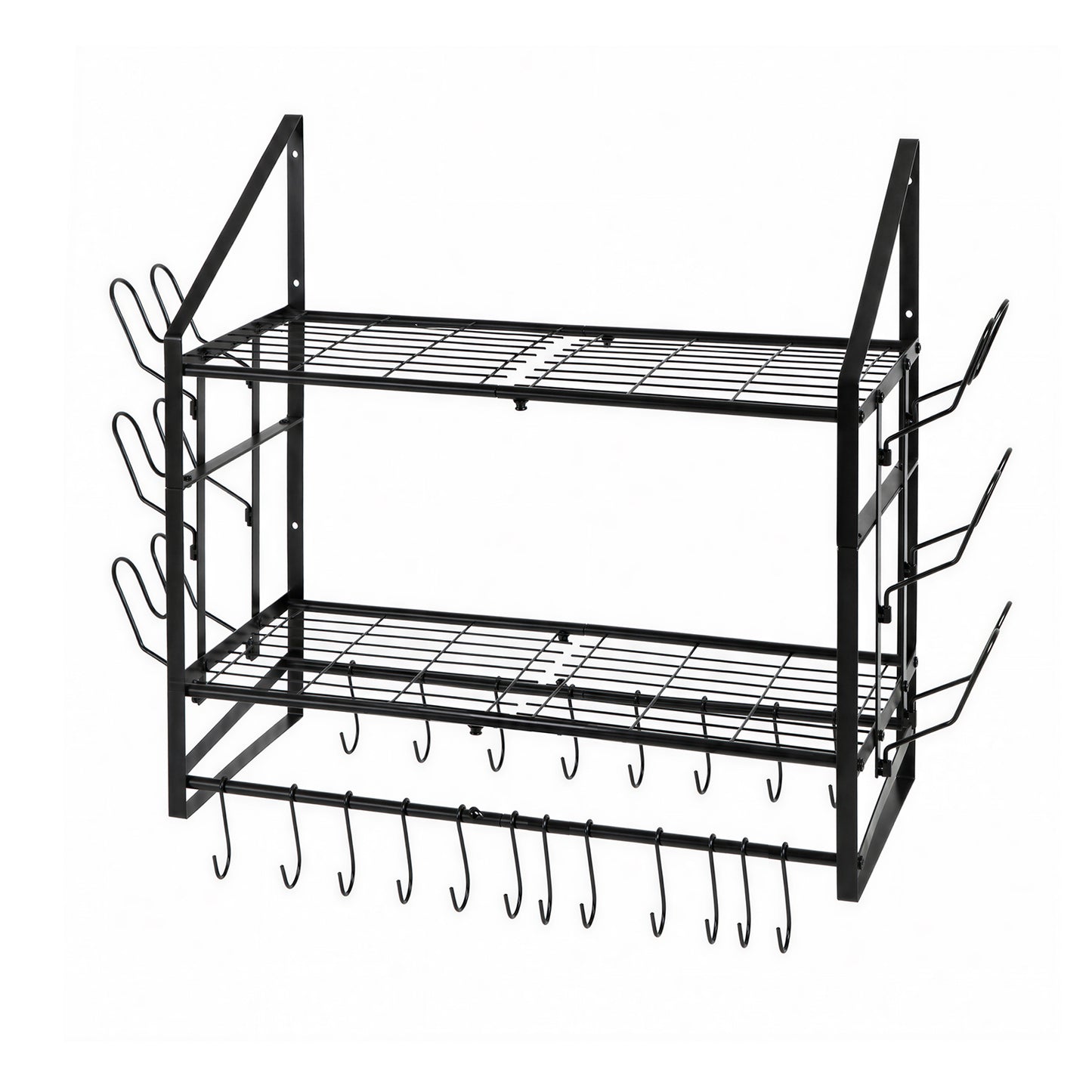 TOQUE Pot Rack Kitchen Storage Organiser Shelf Pan Rack 20 Hooks Lid Holders