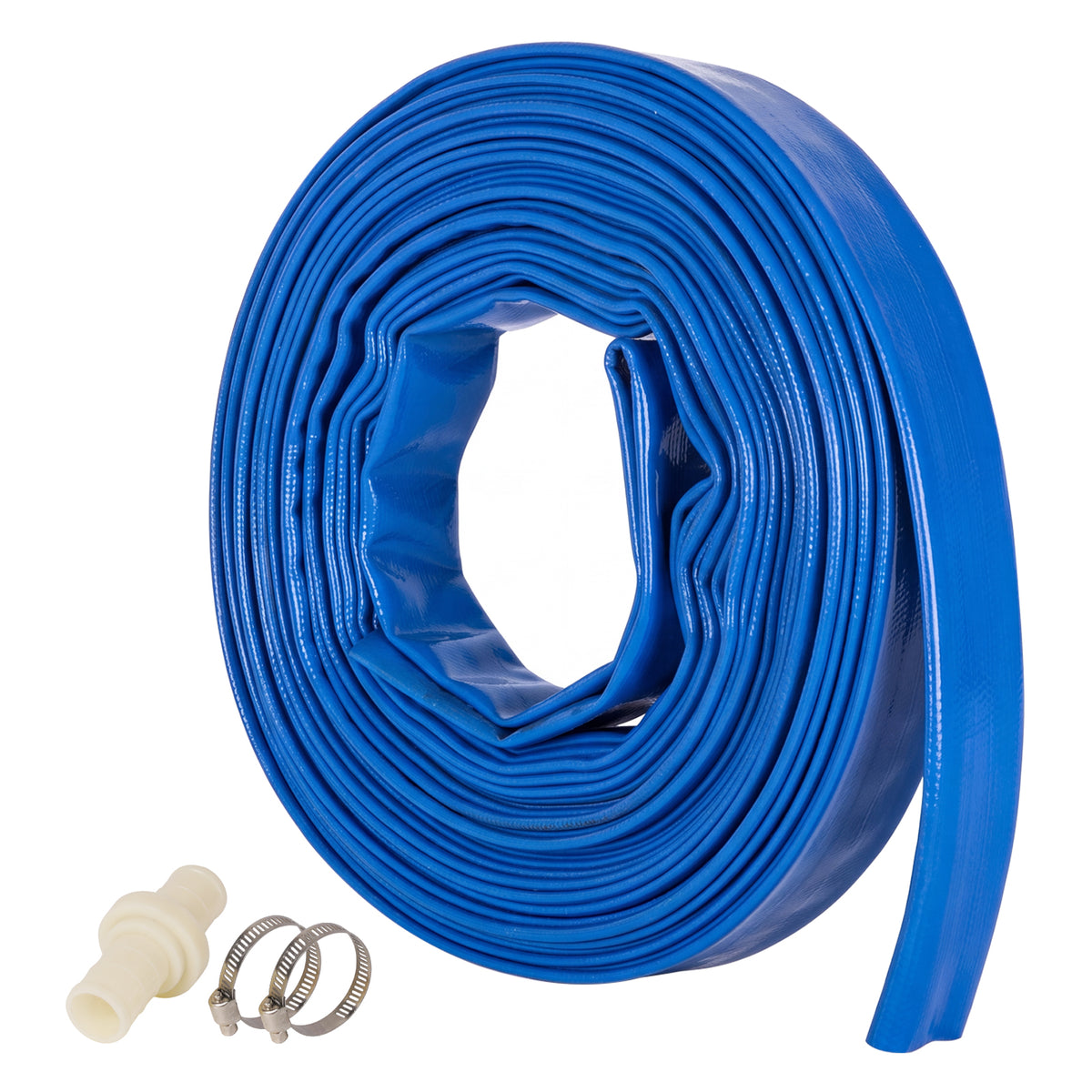 TradeRight Hose Pipe 1 Inch Reinforced PVC 20m for Home Pool Drainage Pump Blue