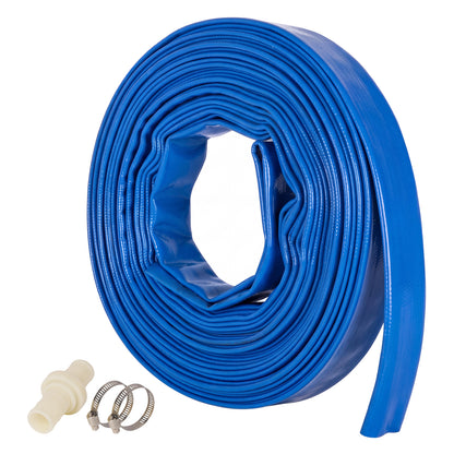 TradeRight Hose Pipe 1 Inch Reinforced PVC 20m for Home Pool Drainage Pump Blue
