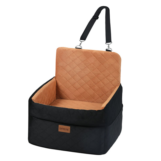 Skylos Dog Booster Car Seat Cosy Cats Pet Travel Bed with Safety Leash Brown
