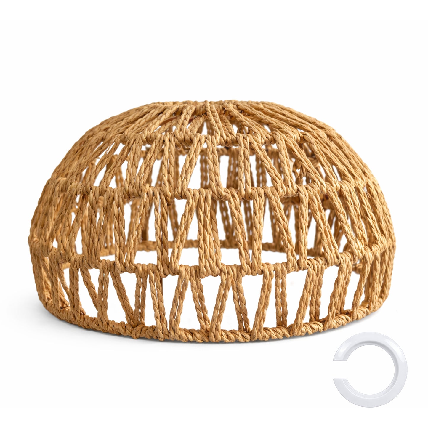 Emitto Rustic Ceiling Pendant Light Shade Hemp Rope Lamp Shade Boho Yellow 23cm