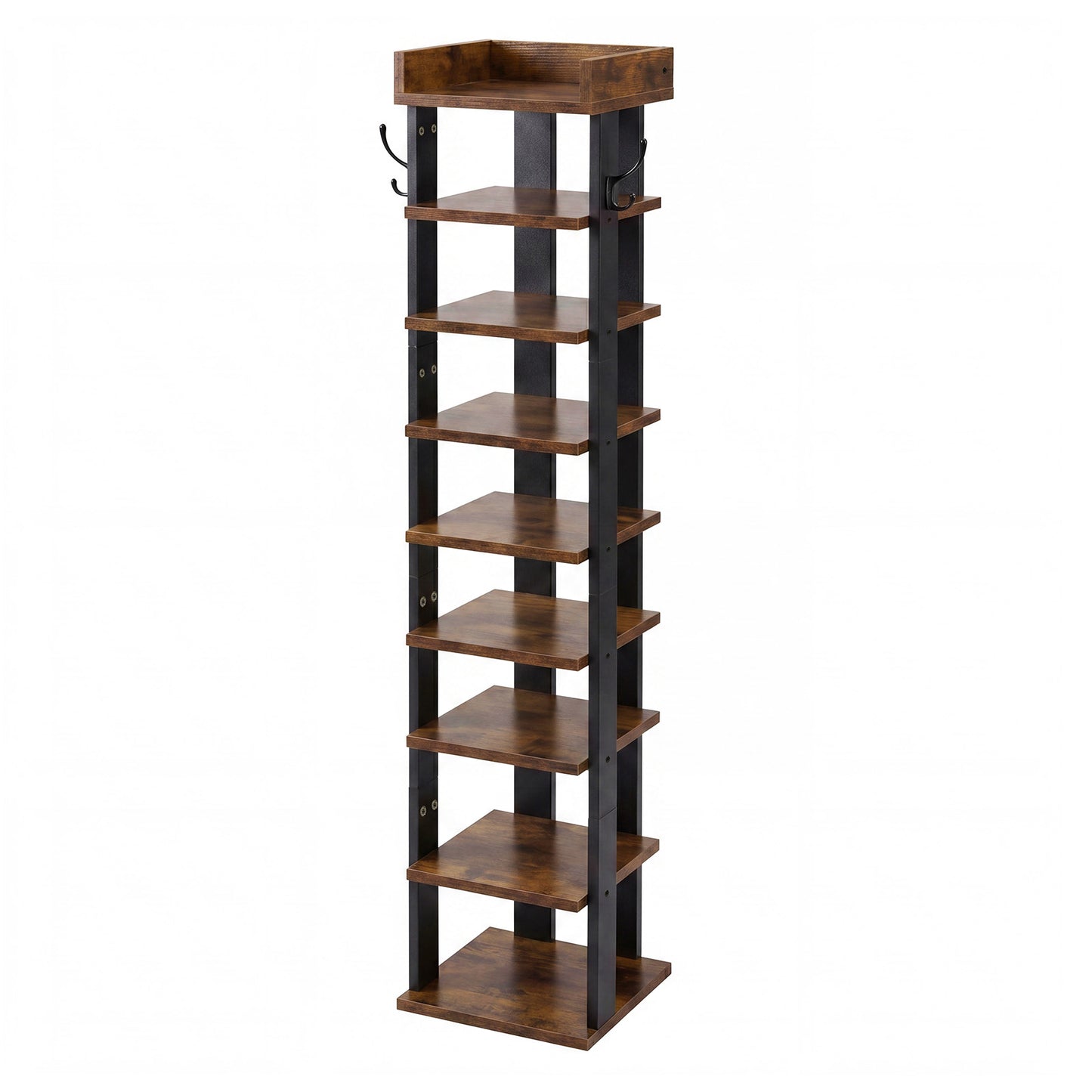 Levede Shoe Rack Storage Organiser 9 Tier Industrial Shoe Shelf Adjustable Brown