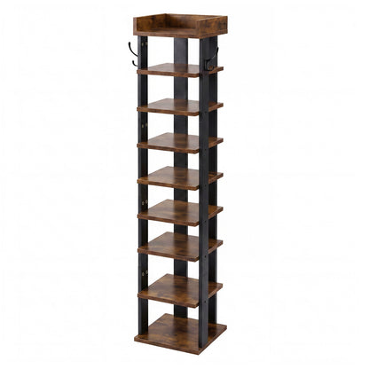 Levede Shoe Rack Storage Organiser 9 Tier Industrial Shoe Shelf Adjustable Brown