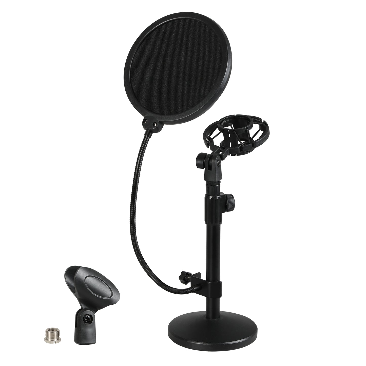 Levede Desktop Microphone Stand Adjustable Mic Clip Desk Pop Filter Shock Mount