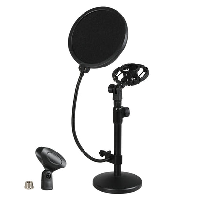 Levede Desktop Microphone Stand Adjustable Mic Clip Desk Pop Filter Shock Mount