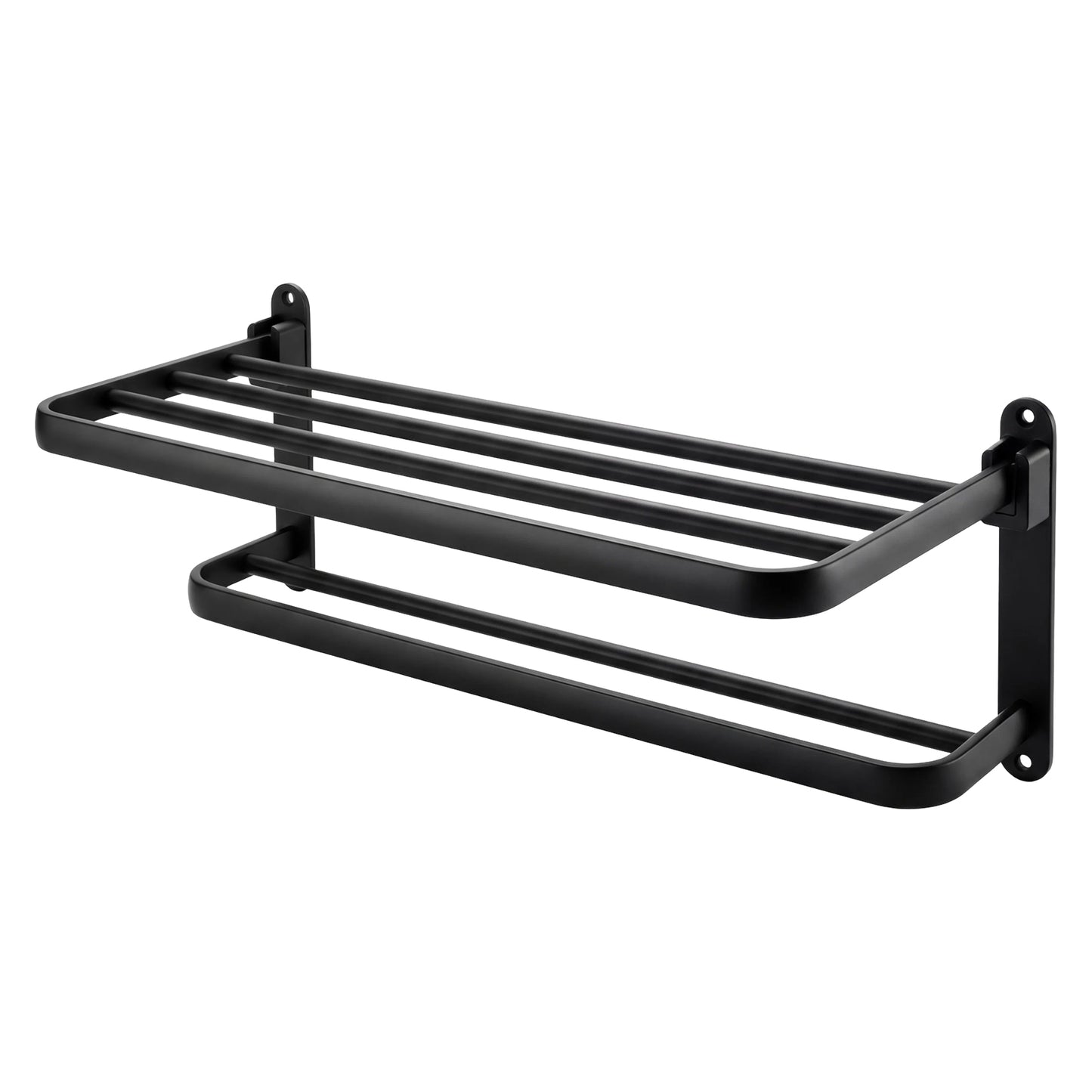Levede Towel Holder with 2 Bars Wall Mounted No Drill Bathroom Shelf Black