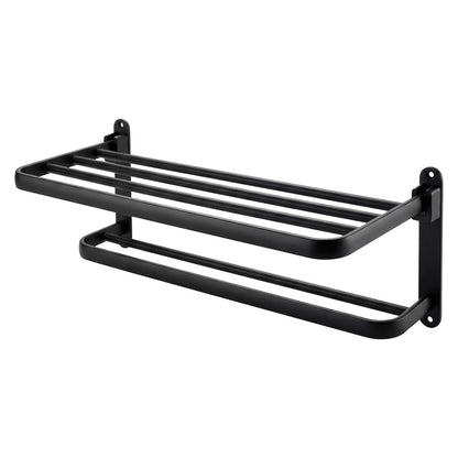 Levede Towel Holder with 2 Bars Wall Mounted No Drill Bathroom Shelf Black