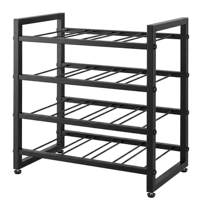 Levede 16 Bottle Wine Rack Countertop Wine Storage Organiser 4 Tier Metal Black