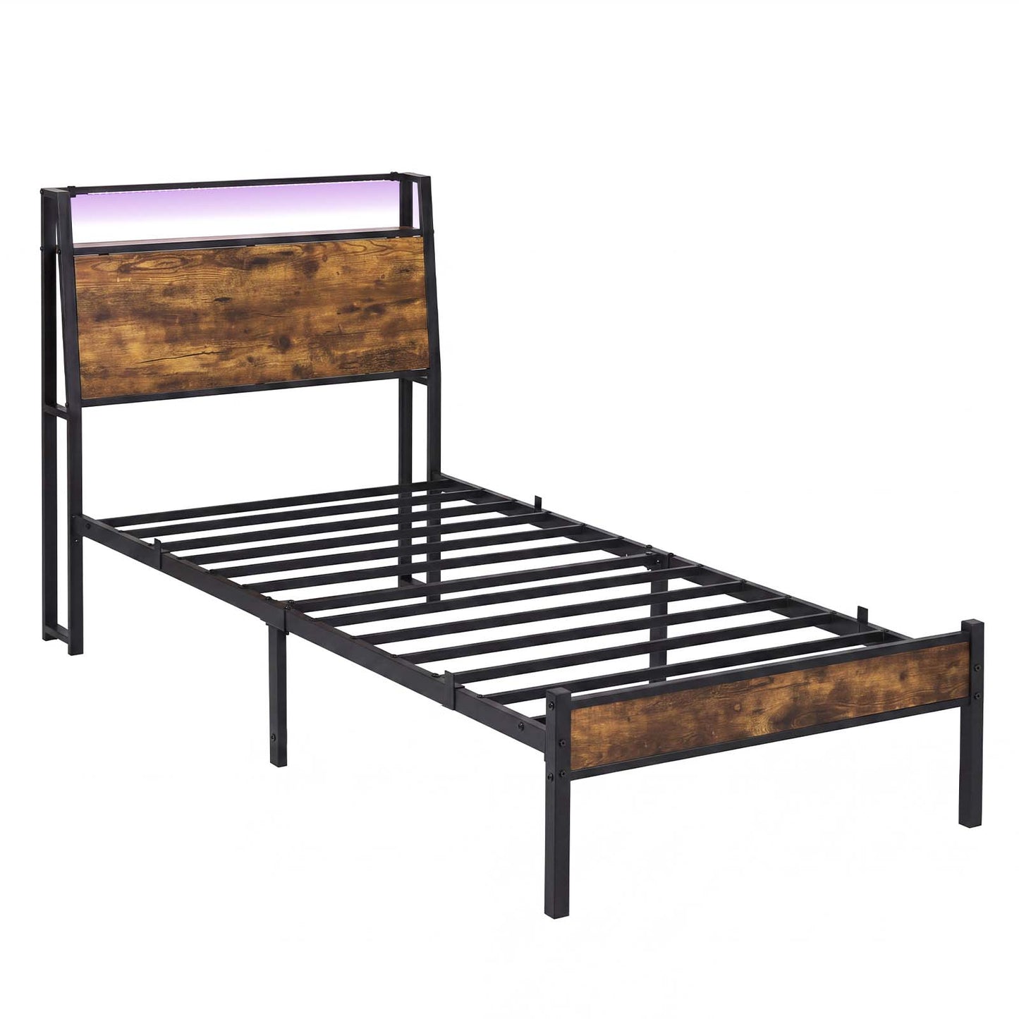 Levede Single Bed Frame Platform Storage Headboard Charging Station LED Lights