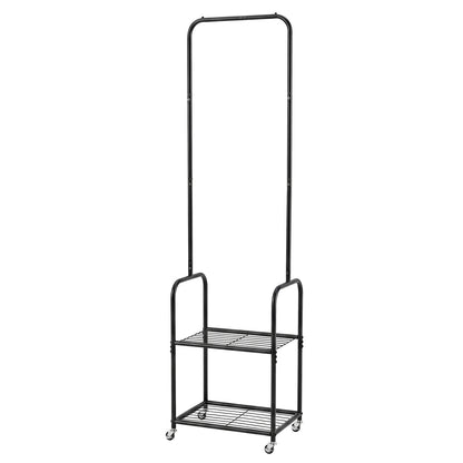 Levede Clothes Rack Heavy Duty Garment Rack 2 Shelf Locking Wheels Bedroom Black