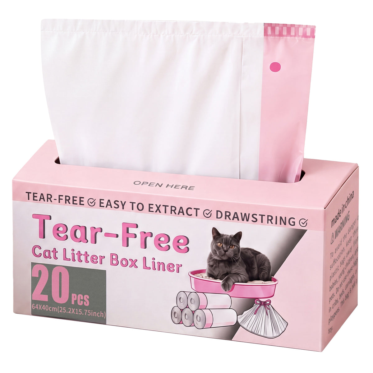 Skylos Cat Litter Bags Auto Scoop Bin Liners Heavy Duty Drawstring 30/40/120 Pack