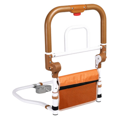 Levede Bed Rail Foldable 2 Handle Adjustable Height Non-Slip Grip Pocket Orange