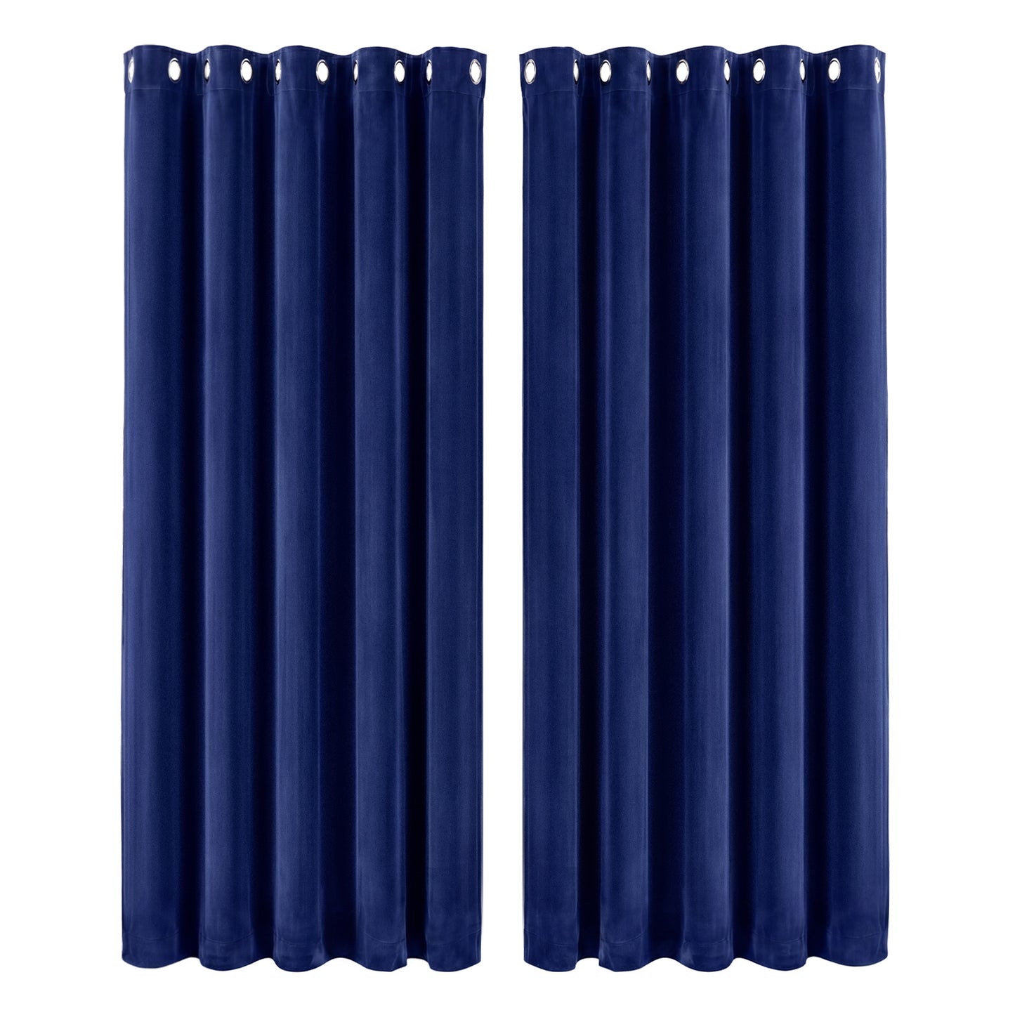 Marlow Thick Thermal Blackout Curtains Velvet 66x90 Inch Eyelet Ring Top Blue
