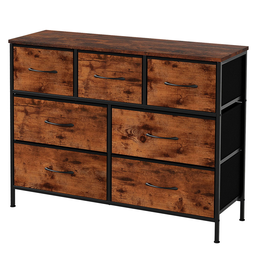 Levede Chest of Drawers 7 Drawer Storage for Bedroom Living Room in Brown Black