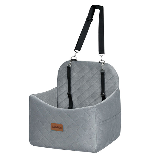 Skylos Pet Booster Dog Car Seat Safe Travel Carrier Bed Bag Basket Puppy Grey