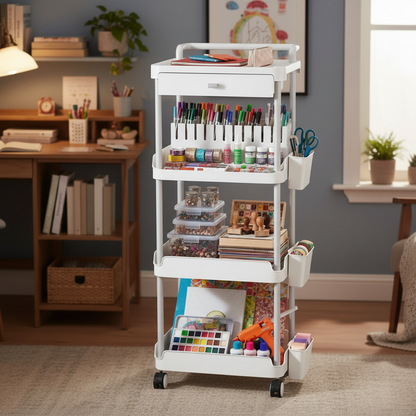 Levede 4 Tier Storage Trolley Cart on Wheels Kitchen Laundry Narrow Space Rack