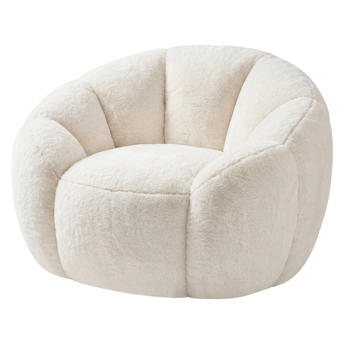 Levede Bean Bag Chair Faux Rabbit Fur Floral Shaped Reading Sofa Chair White