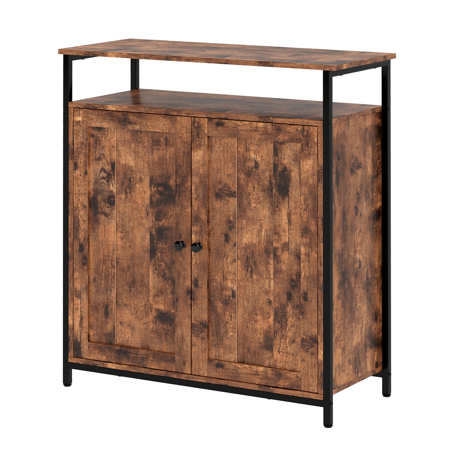 Levede Storage Cabinet Walnut 2 Doors Sideboard Adjustable Industrial Style