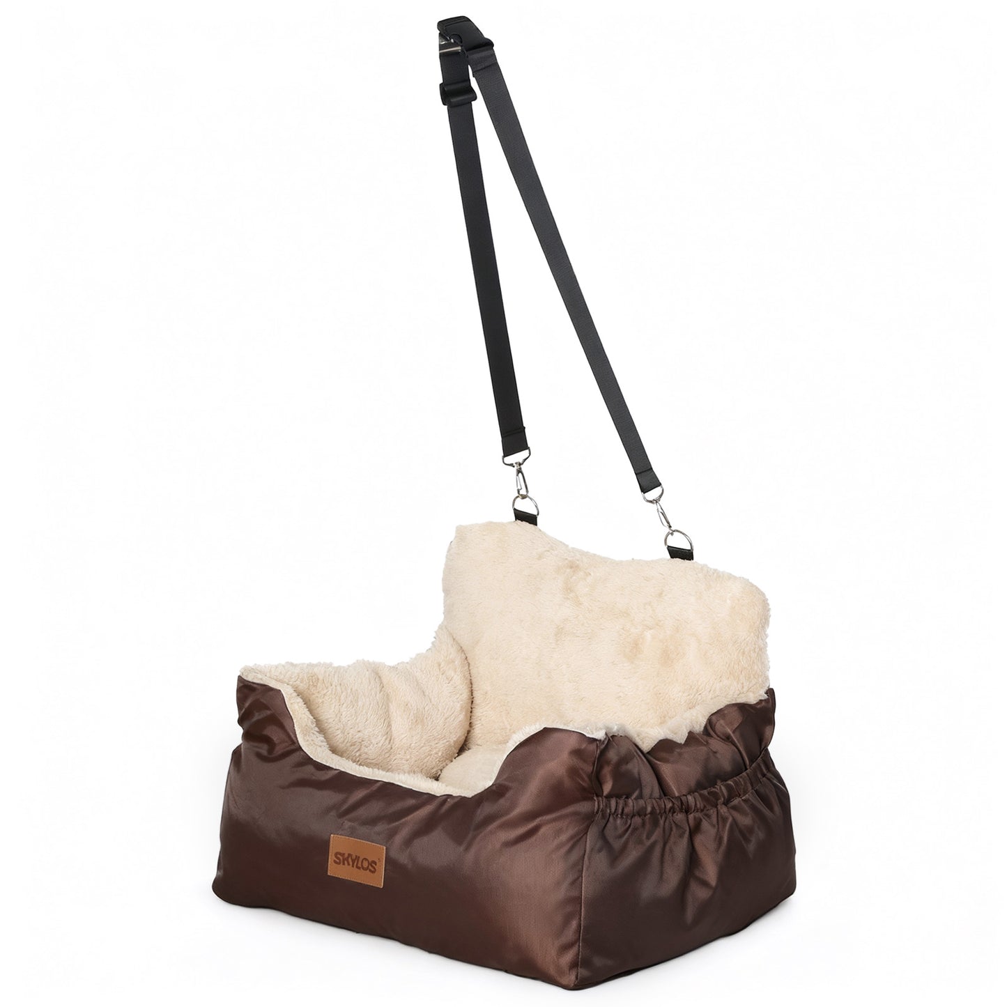 Skylos Dog Car Seat for Small Dogs & Cats Cosy Pet Travel Bed with Safety Leash