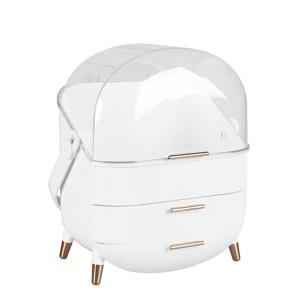 Portable Makeup Organiser Cosmetic Case Carry Storage Box Jewelry Holder White