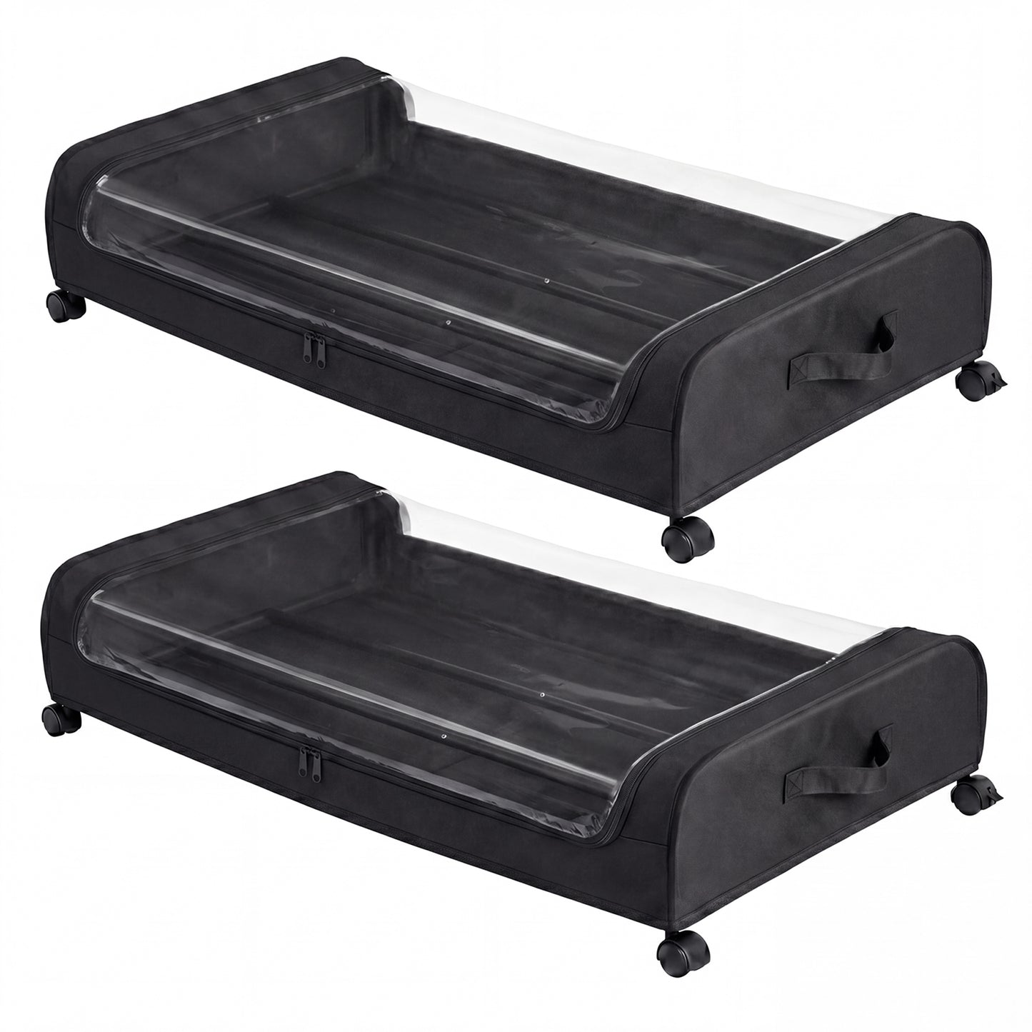 Levede Under Bed Storage Boxes with Lids  46L x2  Rolling  Black  Oxford