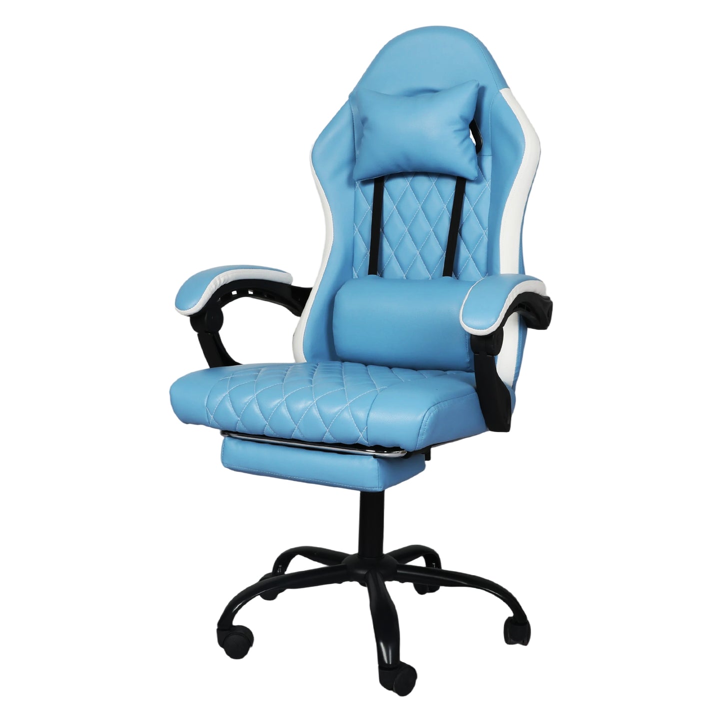 Levede Office Desk Chair PU Gaming Recliner Adjustable Height Swivel Blue