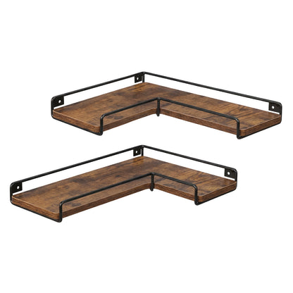Levede Rustic Floating Shelves Set 2PC Kitchen Corner Wall Shelf Unit Storage