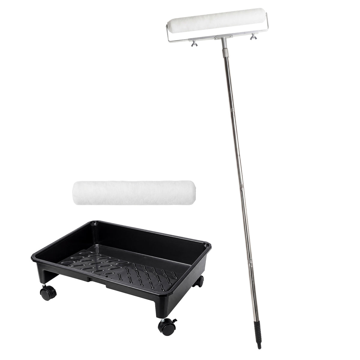 Traderight Paint Roller Set 5-Wheel Tray Extendable Pole Kit For Walls 13Pcs