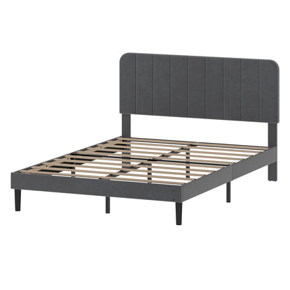 Levede Bed Frame Velvet Upholstered Platform Adjustable Headboard Double King