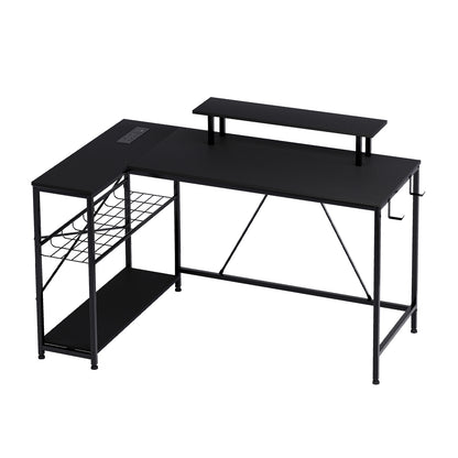 Levede Gaming Desk Corner L-Shaped Computer Table with LED Lights Storage USB