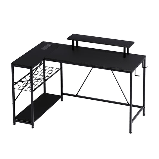 Levede Gaming Desk Corner L-Shaped Computer Table with LED Lights Storage USB