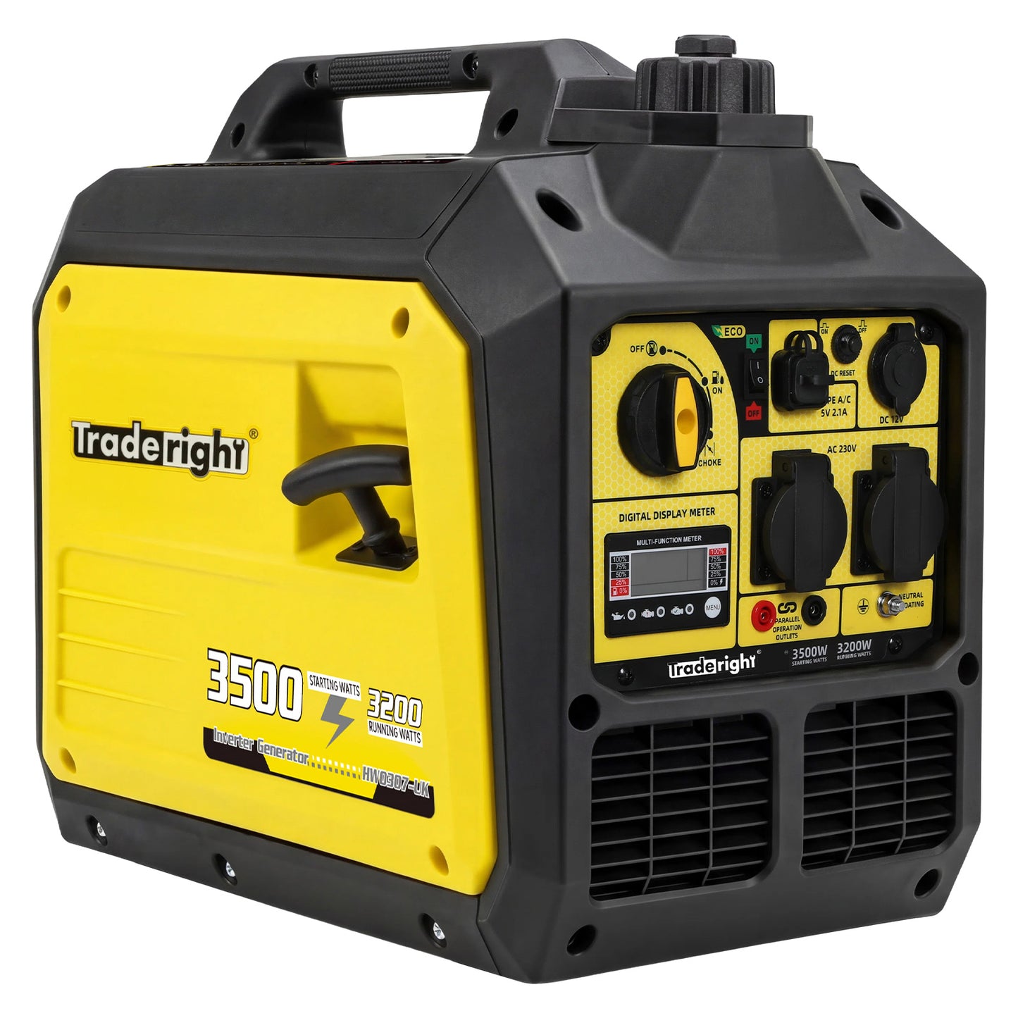 Traderight Inverter Generator 3500W Portable Petrol Quiet Backup Power Pure Sine