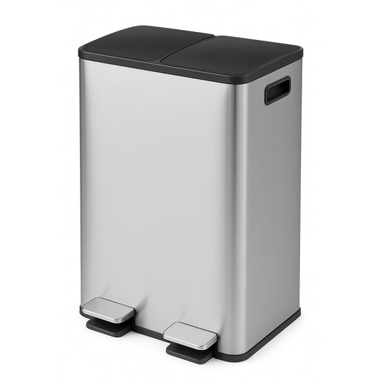 Toque 60L Pedal Bin Stainless Steel Kitchen Trash Waste Can Recycling Dustbin