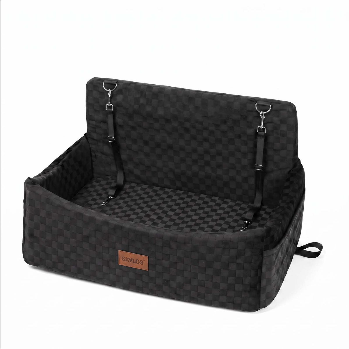 Skylos Large Dog Car Seat Booster Dual-Sided Plush Cool Bed Washable Black