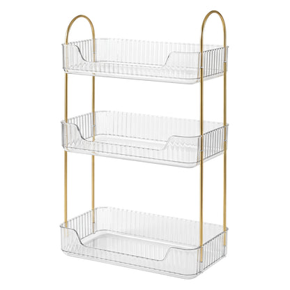 ilus Makeup Organiser Modern 3-Tier Cosmetic Storage Rack Beauty Tray White