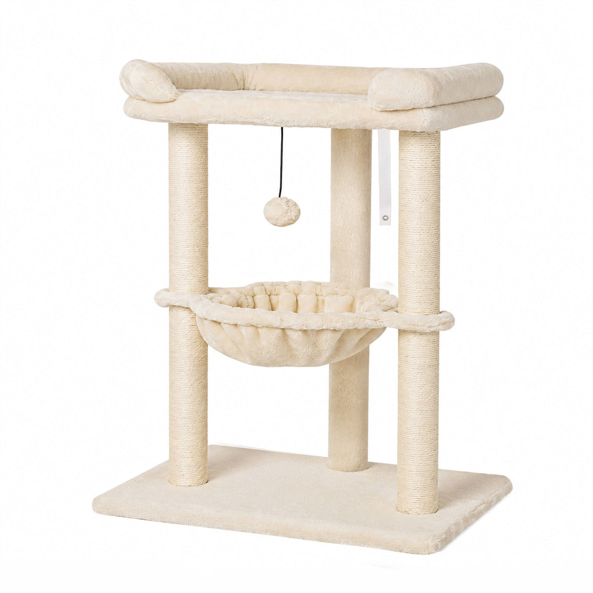 Skylos Cat Tree Tower Bed with Hammock Ball Scratching Post Large Perch Beige