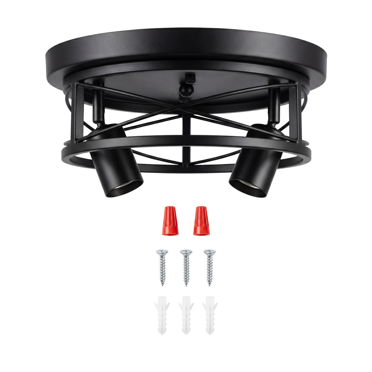 Emitto Ceiling Lights E27 Metal Cage 90° Adjustable Heads Kitchen Fixture Black
