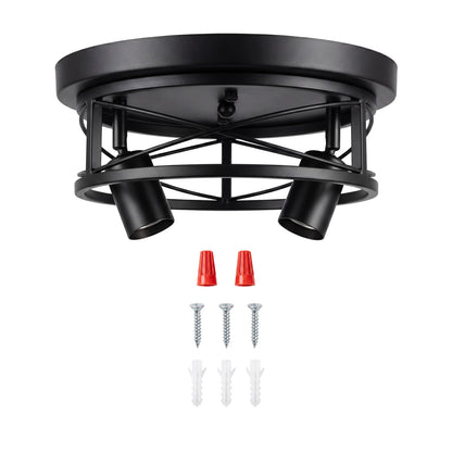 Emitto Ceiling Lights E27 Metal Cage 90° Adjustable Heads Kitchen Fixture Black