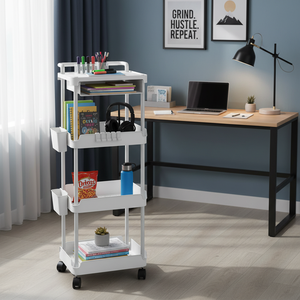 Levede 4 Tier Storage Trolley Cart on Wheels Kitchen Laundry Narrow Space Rack