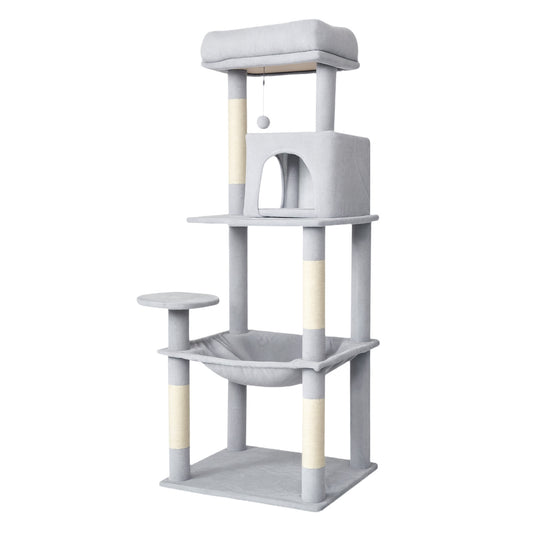 Skylos 143cm Cat Tree Multilevel Scratching Post Climbing Tower Activity Centre