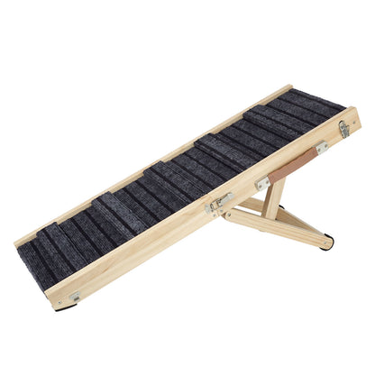 Skylos Dog Ramp Adjustable Folding 4 Heights Non Slip for Small Pets Natural