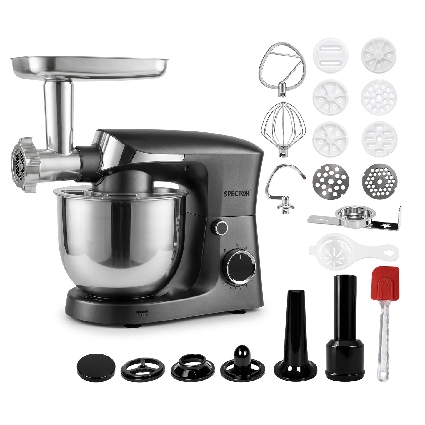 Spector 9 in 1 Stand Mixer 1500W Food Mixer Meat Grinder Kitchen Machine 5.5L