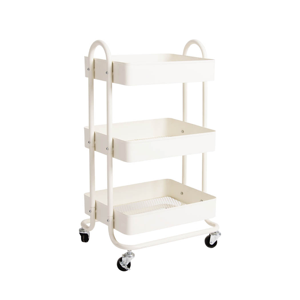 Levede Kitchen Trolley Cart 3 Tiers Storage Rack Steel Shelf Organiser Wheels