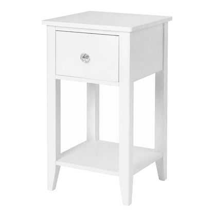 Levede Bedside Table Slim Modern End Table Drawer & Shelf Bedroom White