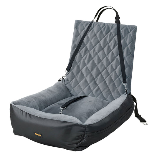 Skylos Dog Booster Car Seat Travel Carrier Plush Bed Basket Portable Pet Grey